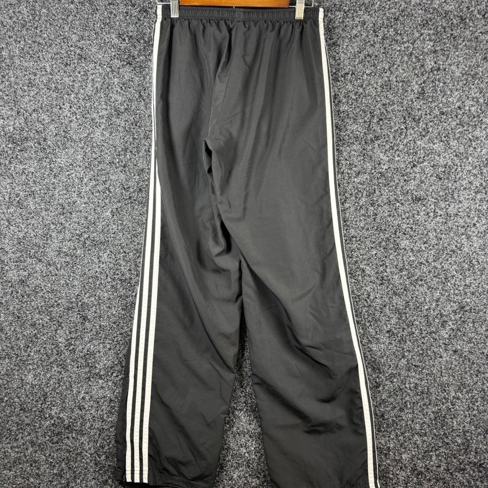 Adidas Mens Black White 3-Stripe Wind Track Pants Straight Leg Ankle Zip Large - Picture 6 of 6
